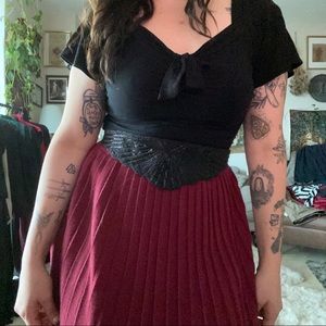 Vintage black beaded tie up belt